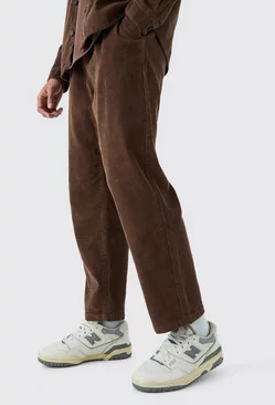 Elastic Waist Skate Cord Trouser In Chocolate Chocolate