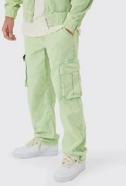 Relaxed Cargo Cord Trouser In Sage Sage