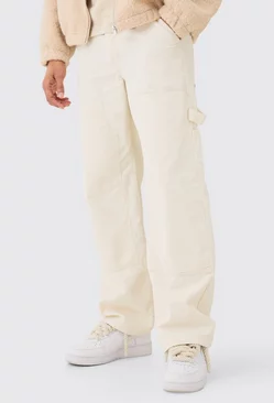 Baggy Carpenter Acid Wash Cord Trouser In Sand Sand