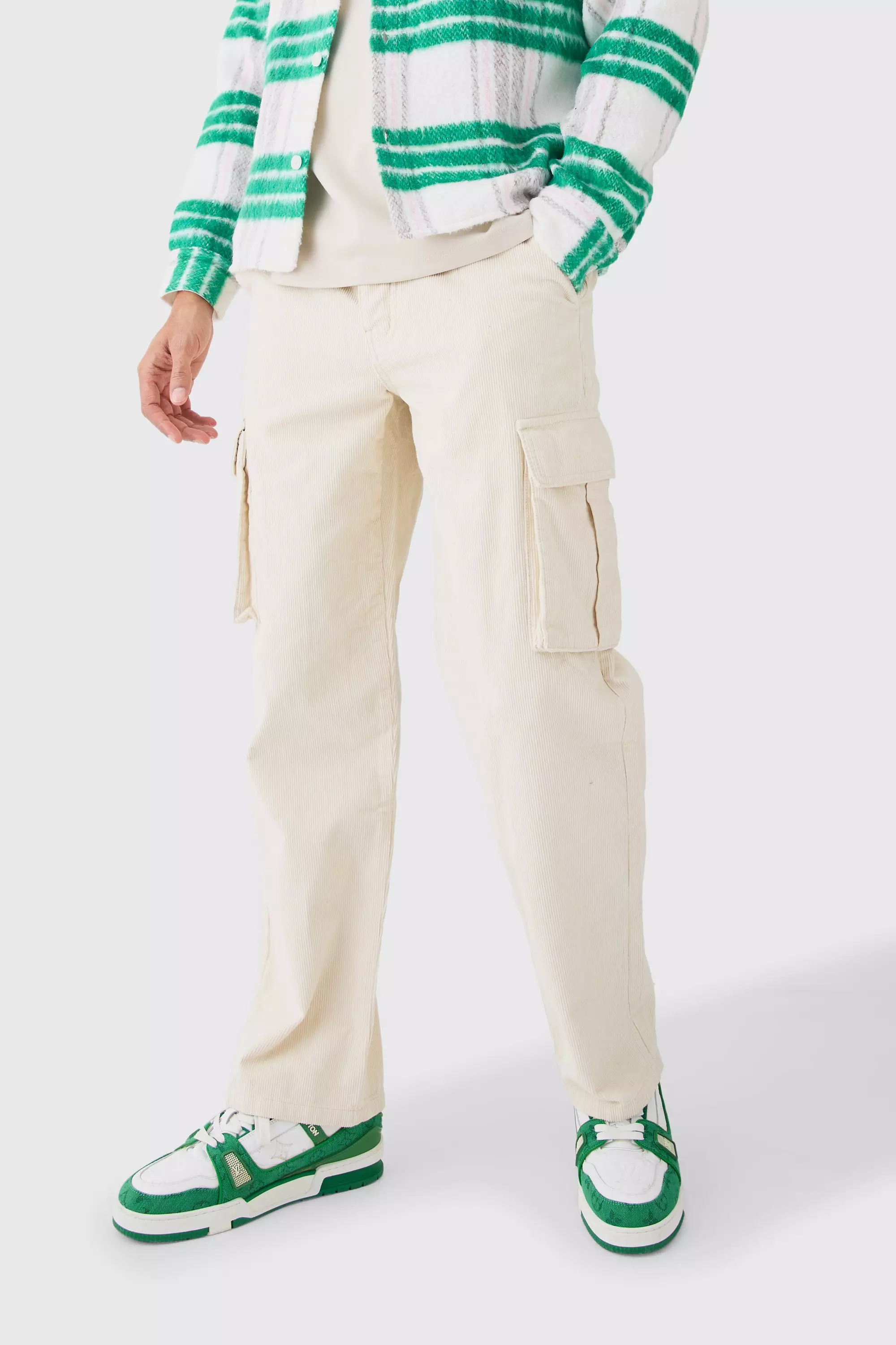 Relaxed Cargo Cord Pants In Sand Sand