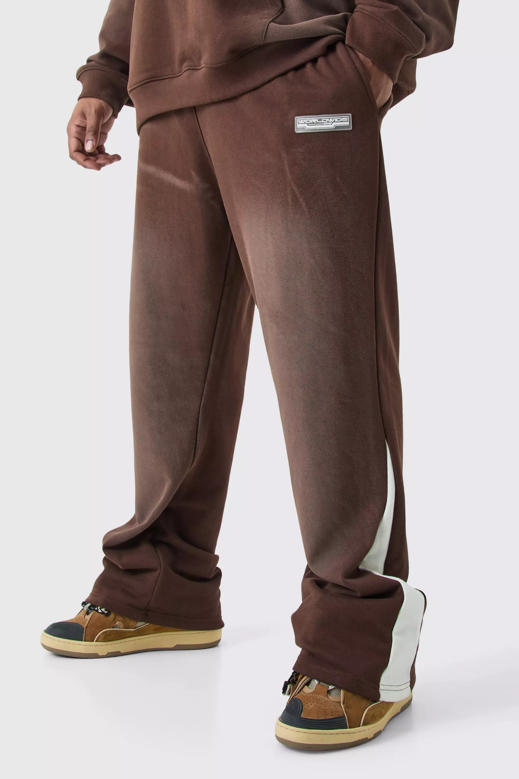 Plus Regular Fit Washed Loopback Gusset Jogger Chocolate