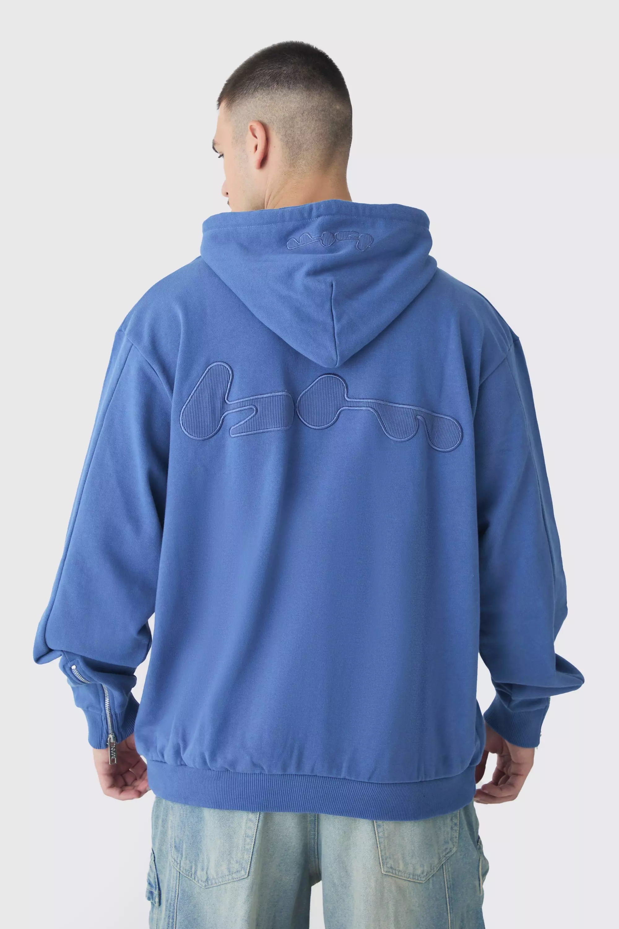Tall gerippter Oversize Hoodie, Blue alternatives Bild