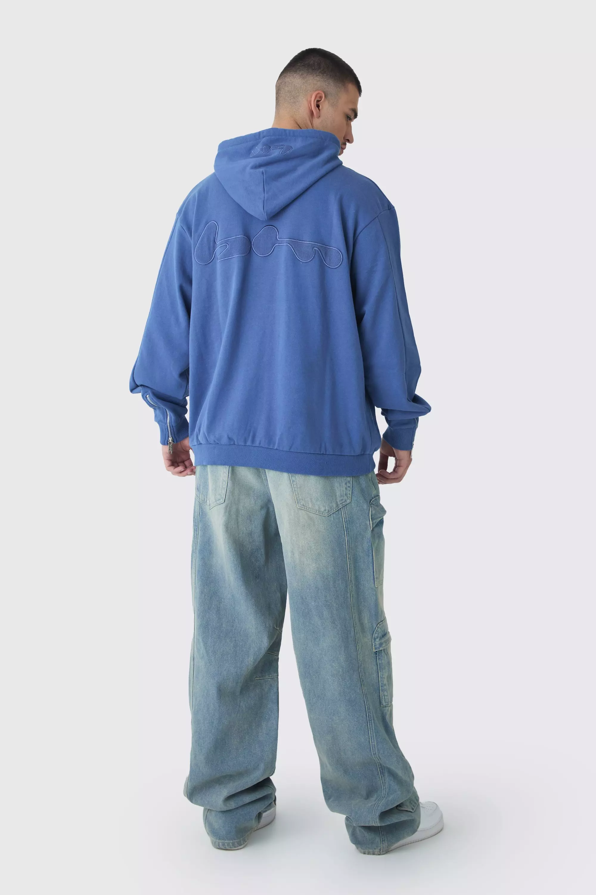 Tall gerippter Oversize Hoodie, Blue alternatives Bild