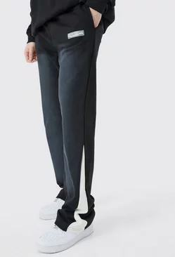 Tall Regular Fit Washed Loopback Gusset Joggers Black