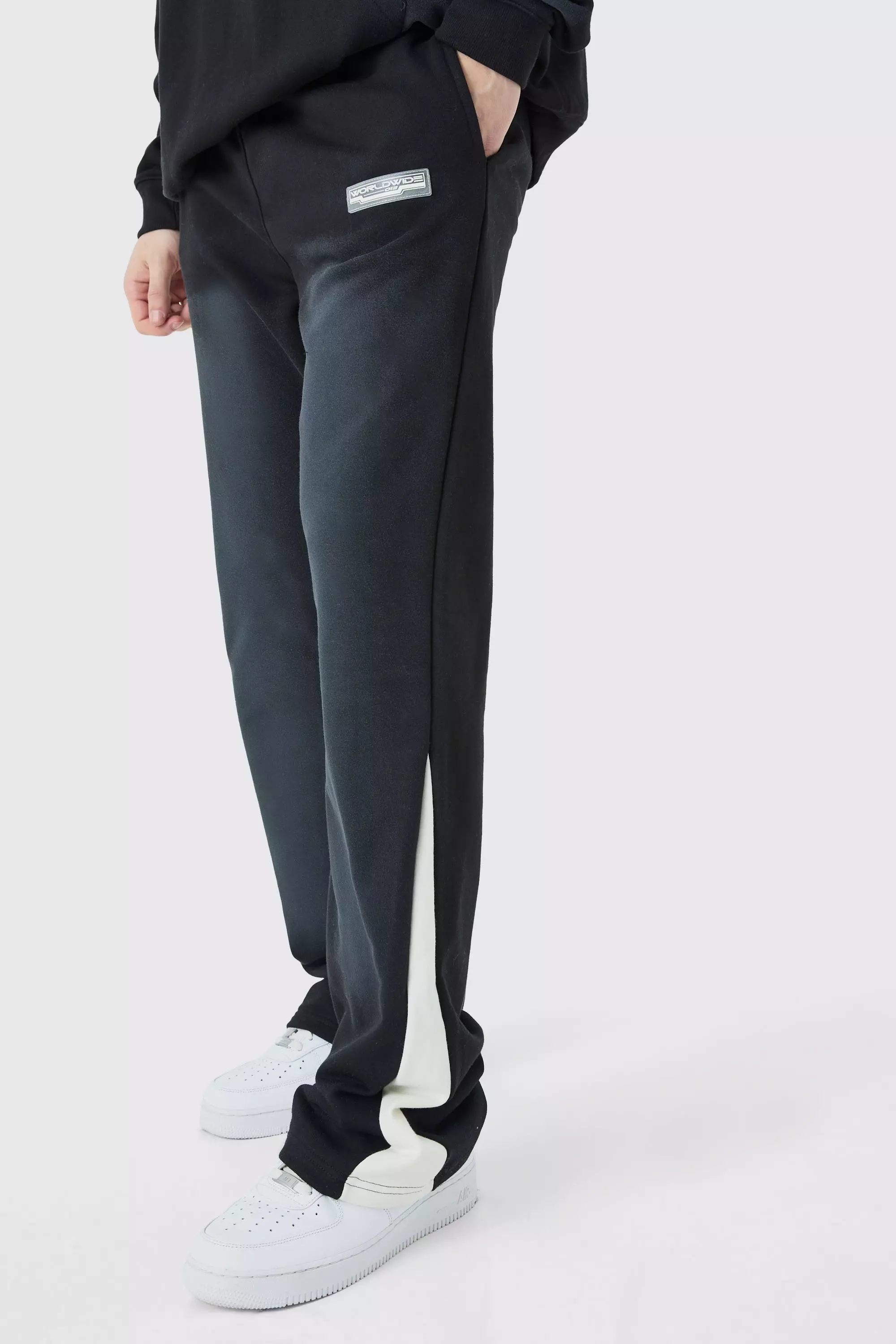 Tall Regular Fit Washed Loopback Gusset Joggers Black