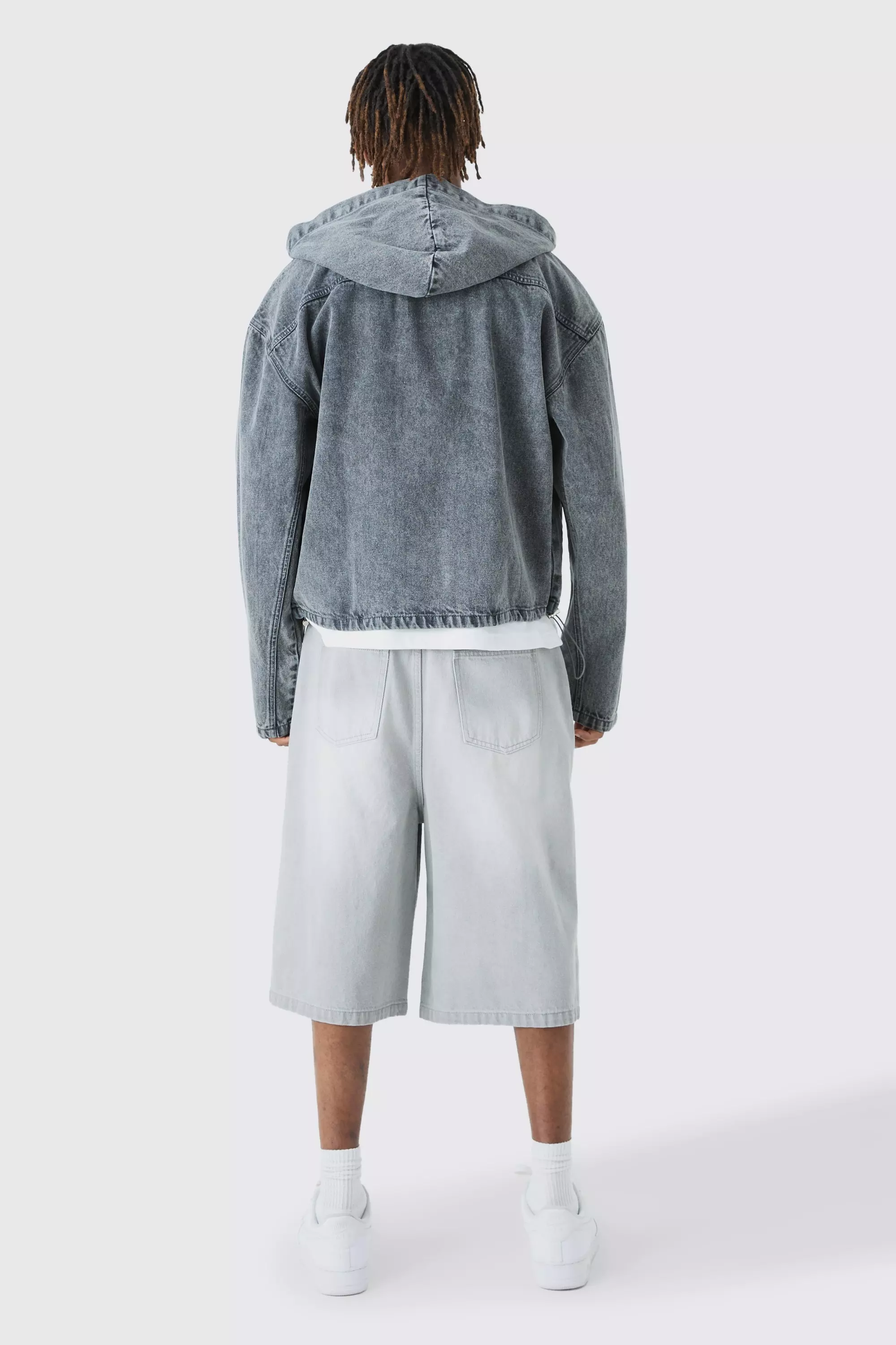 Tall - Sweat à capuche délavé en jean, Charcoal autre image