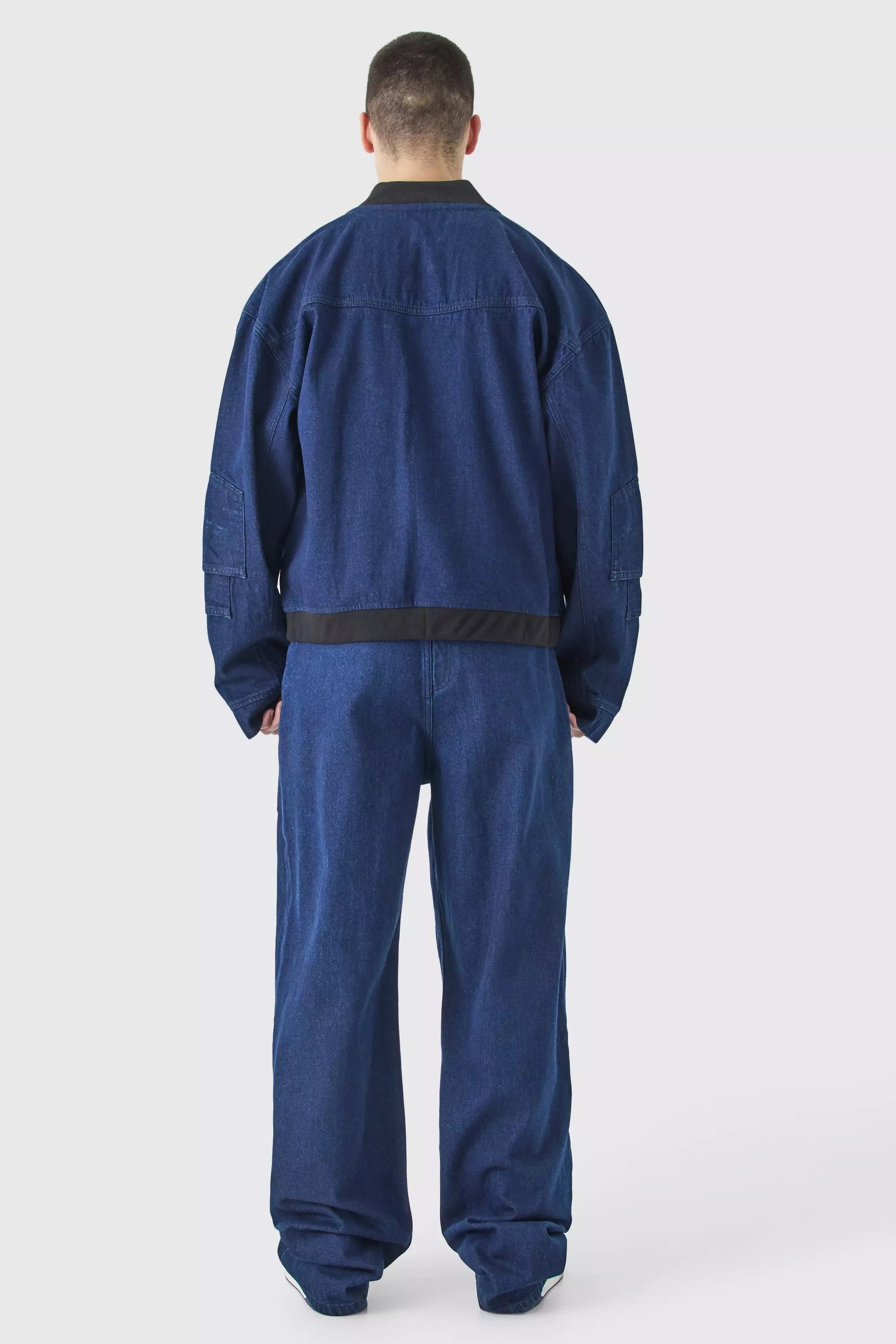 Indigo Tall Multi Pocket Denim Bomber Jacket alternative image