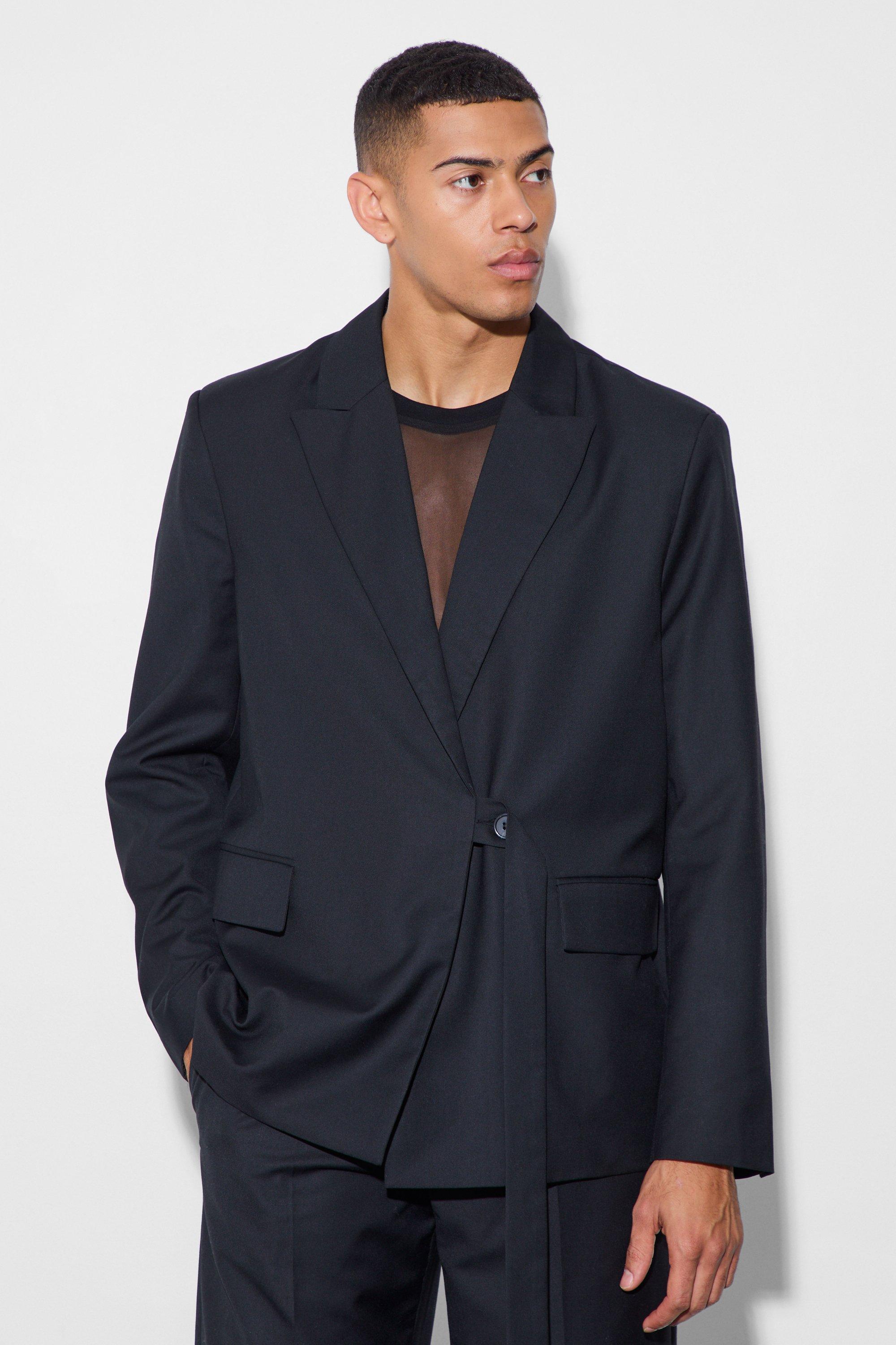 Oversize Blazer mit Träger-Detail, Black