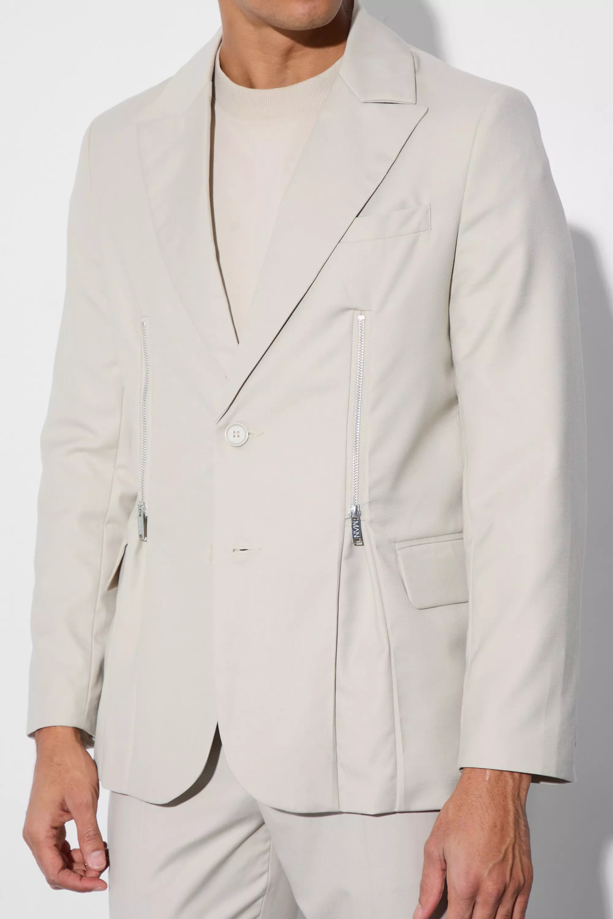 Stone Skinny Fit Zip Dart Suit Jacket alternative image