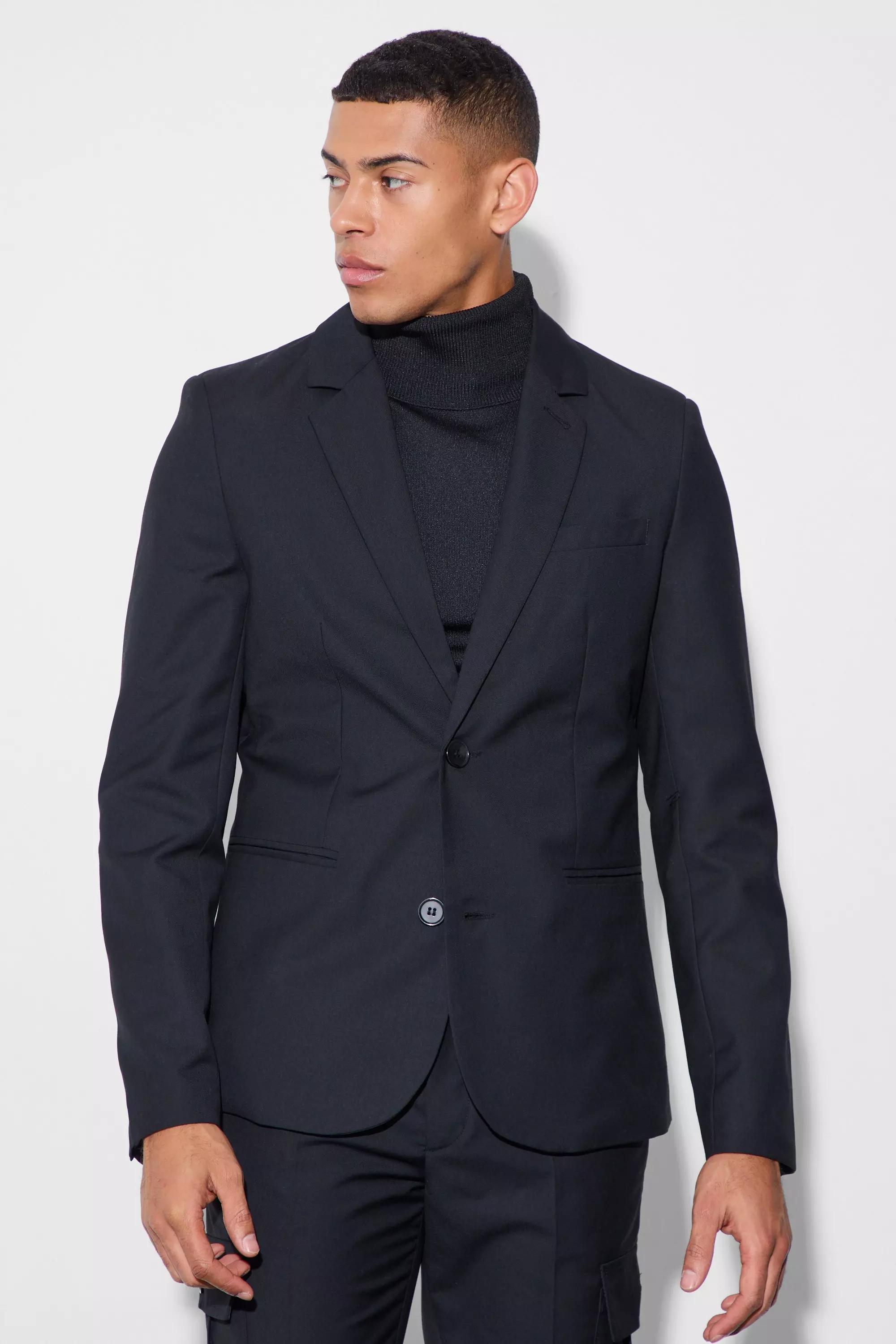 Black Skinny Fit Suit Jacket