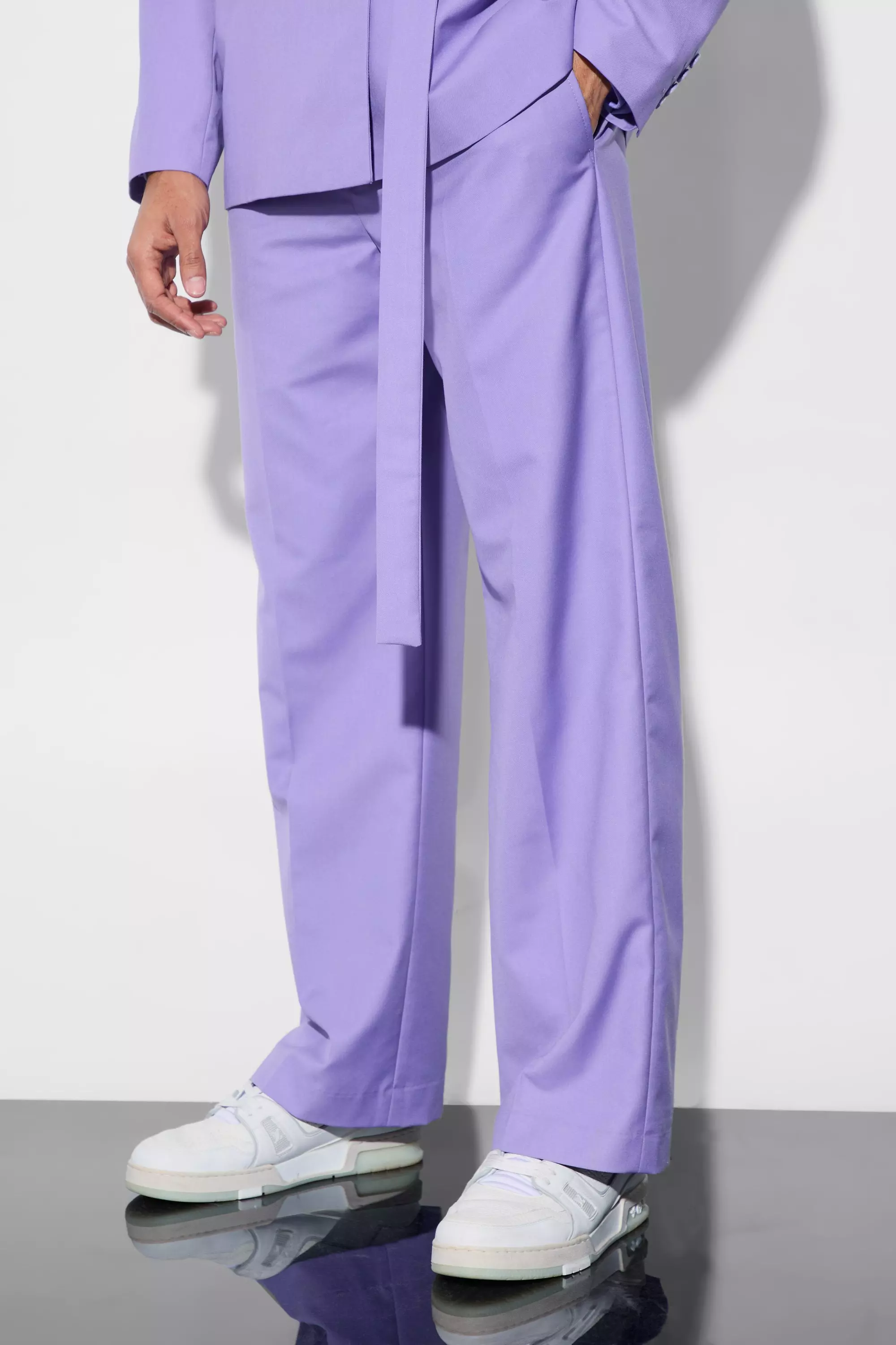 Lilac Purple Wide Fit Suit Trousers