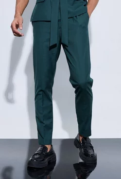 Green Tapered Fit Suit Trousers