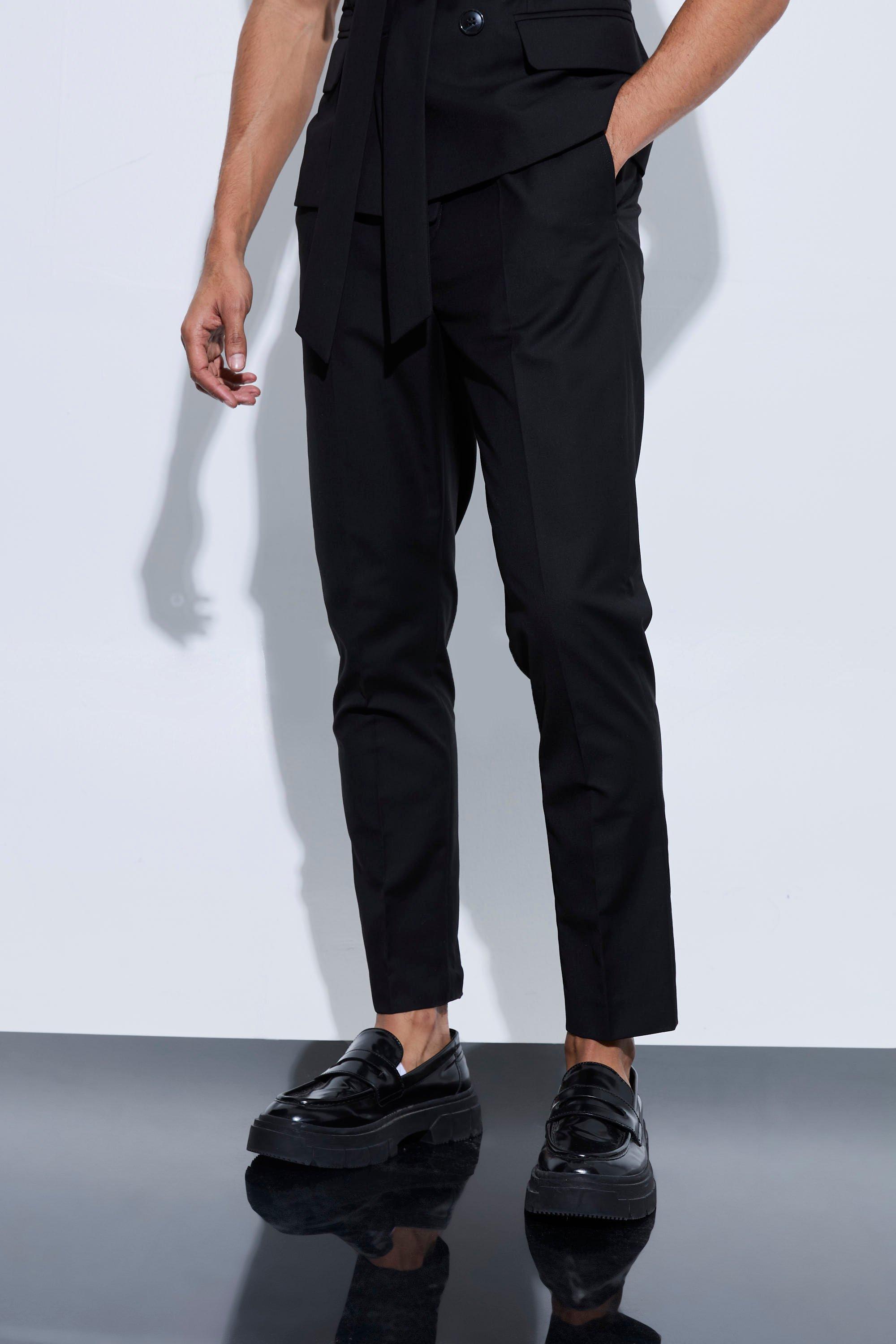 Black Tapered Fit Suit Trousers