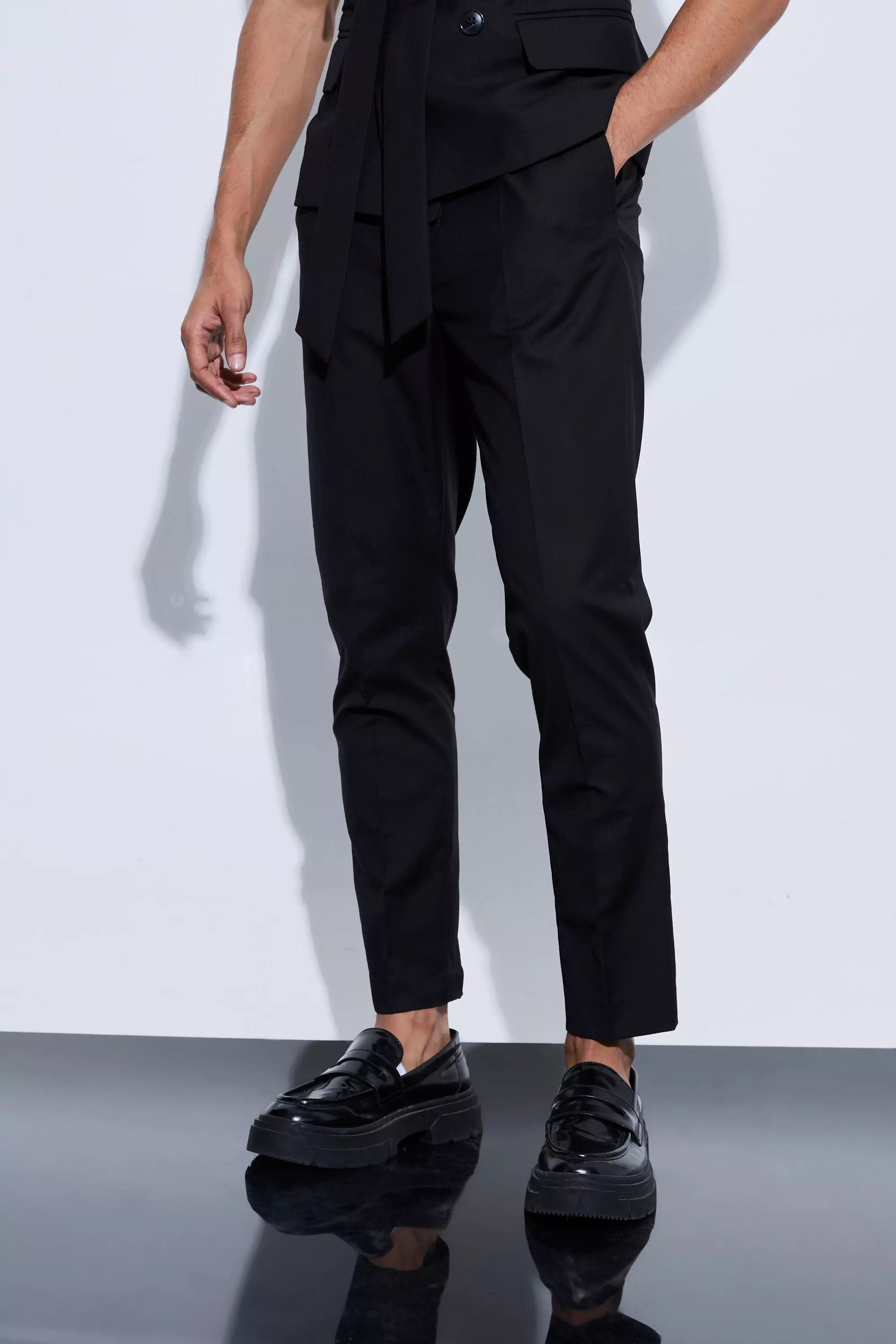 Tapered Fit Suit Trousers Black