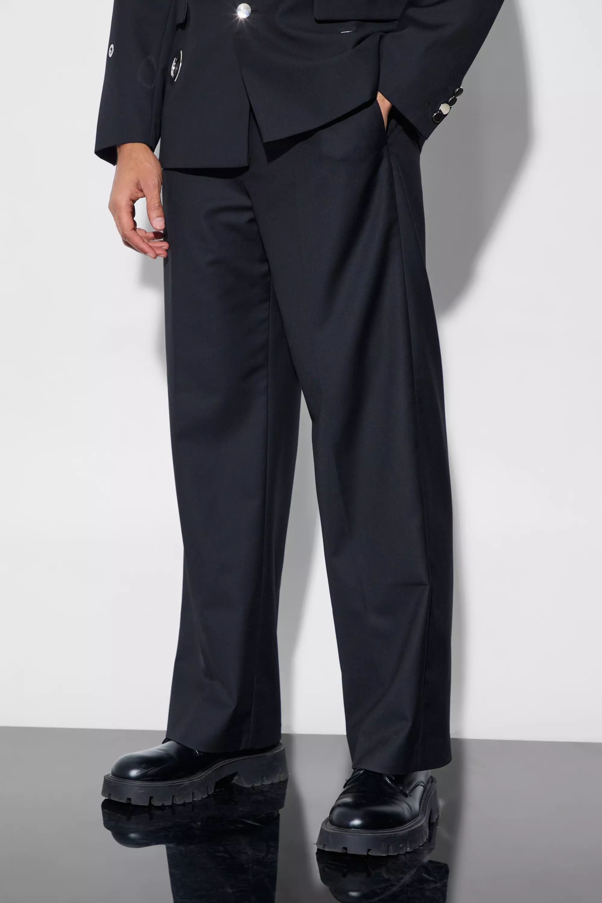 Relaxed Fit Suit Trousers Black