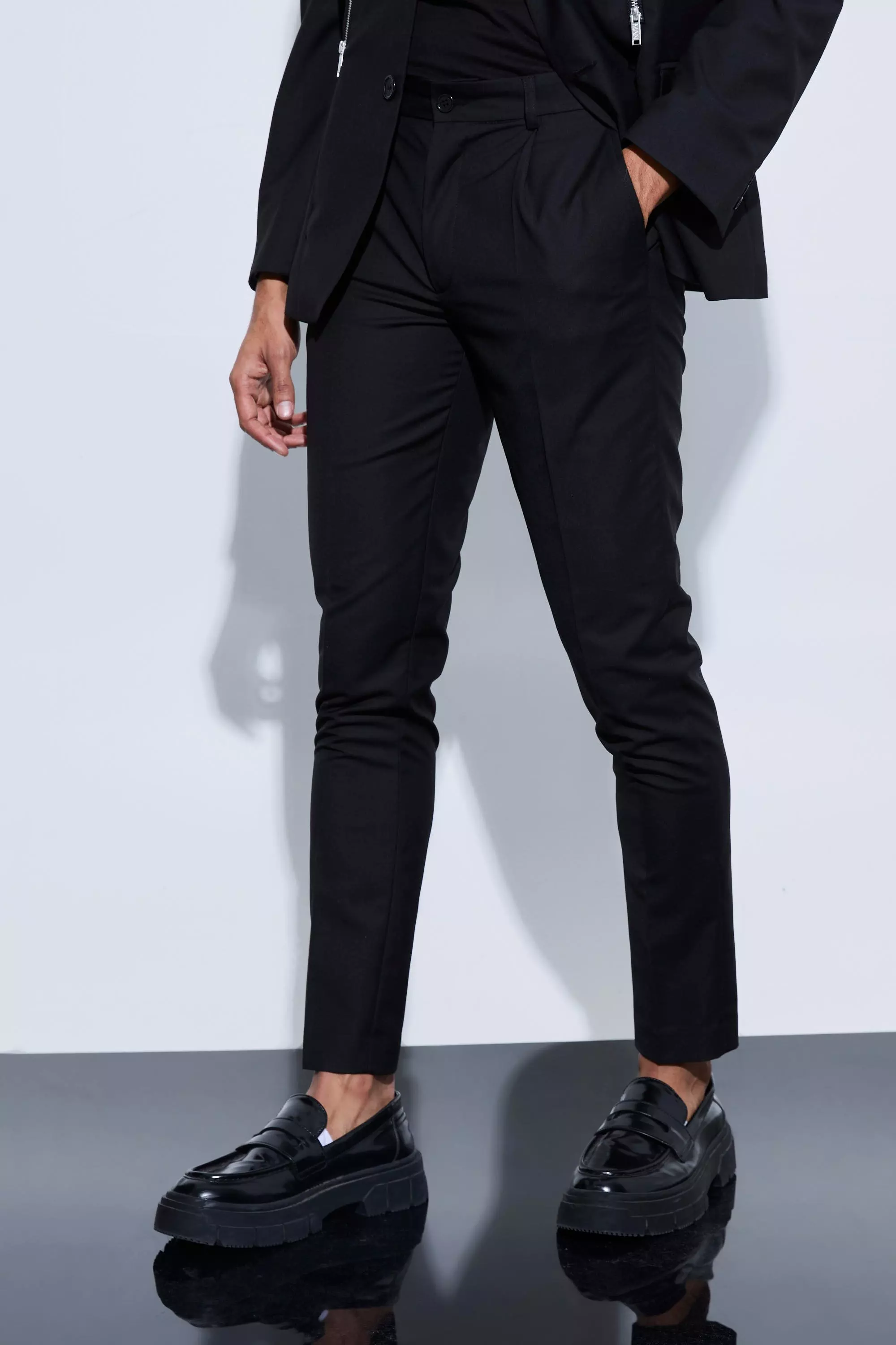 Skinny Fit Suit Trousers Black