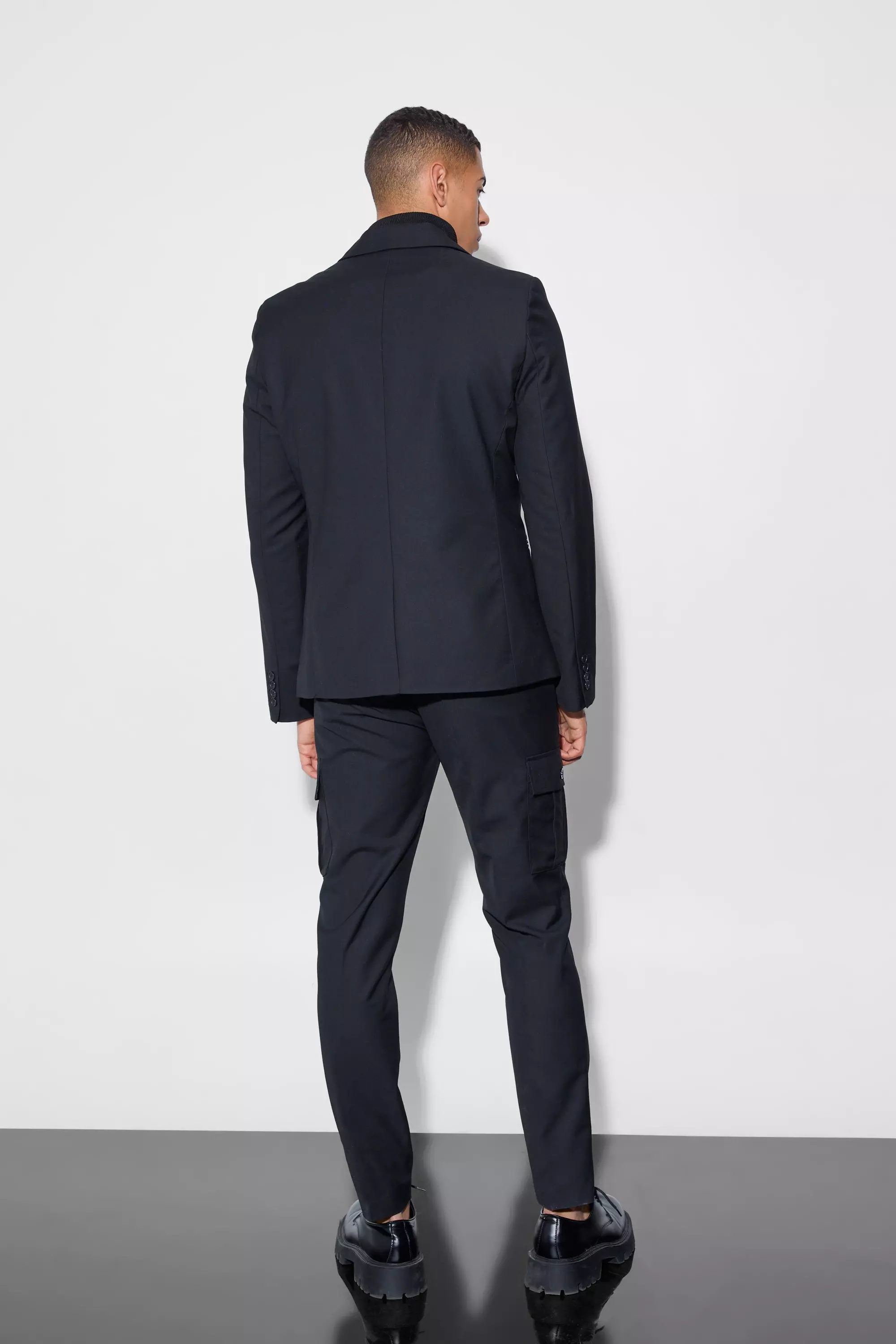 Pantaloni Completo Cargo Skinny Fit, Black immagine alternativa