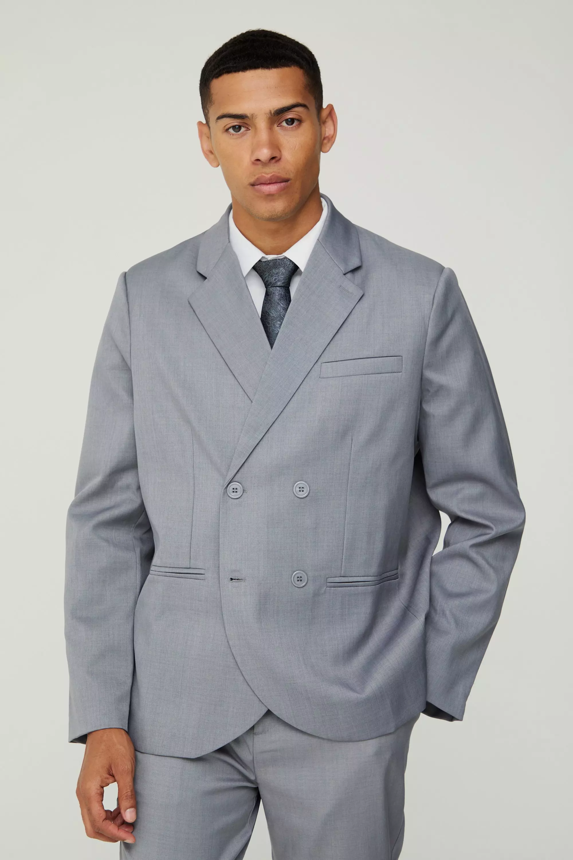 Grey Colbert Met Textuur En Dubbele Knopen alternatieve afbeelding