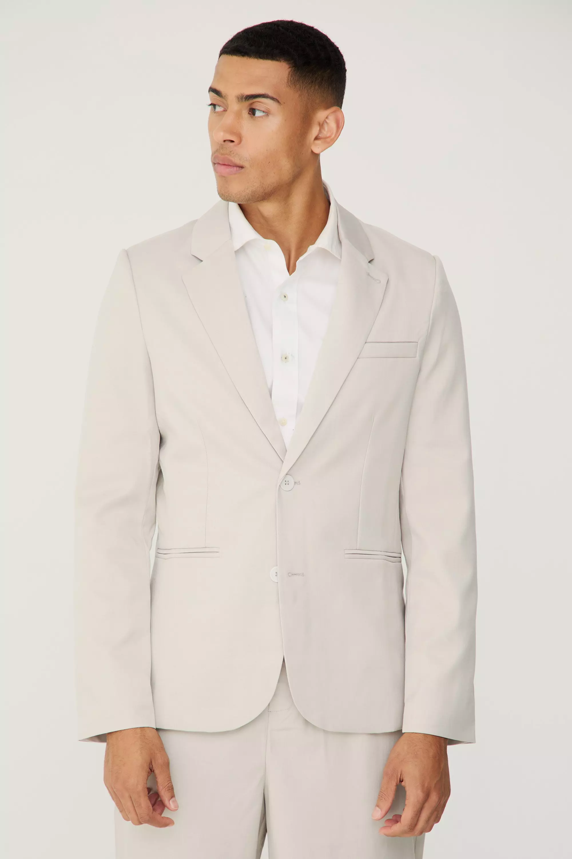 Stone Textured Skinny Single Breasted Suit Jacket alternative image