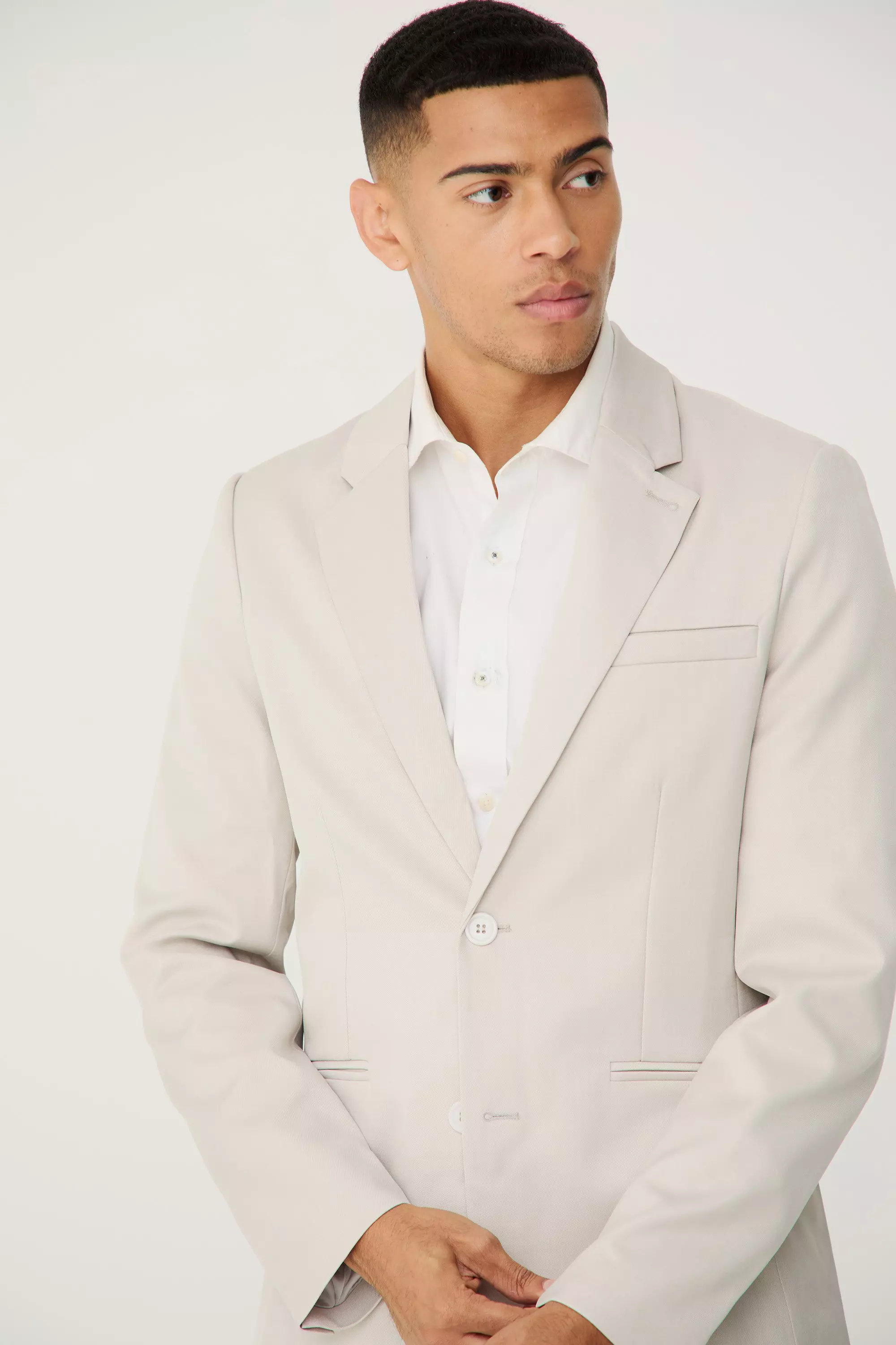 Stone Textured Skinny Single Breasted Suit Jacket alternative image