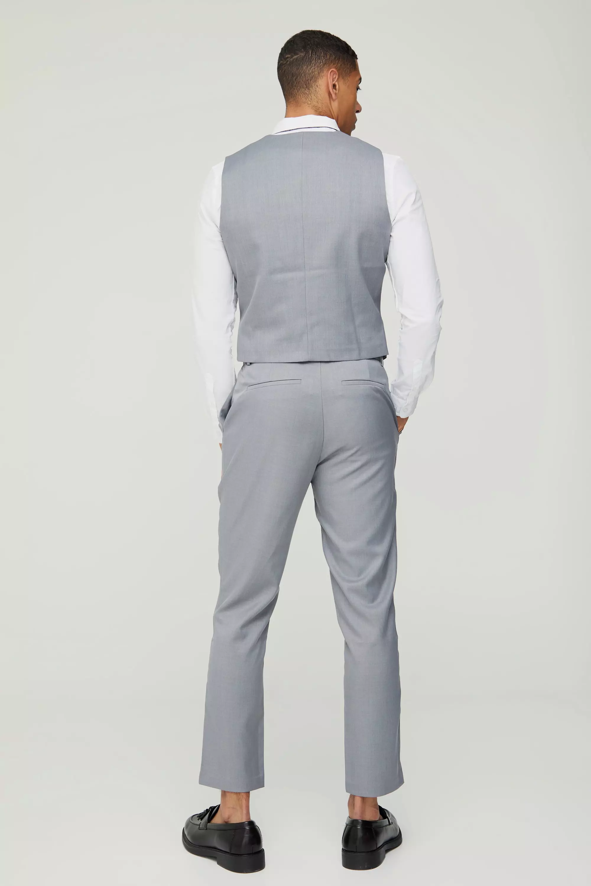 Pantalon de costume fuselé texturé, Grey autre image