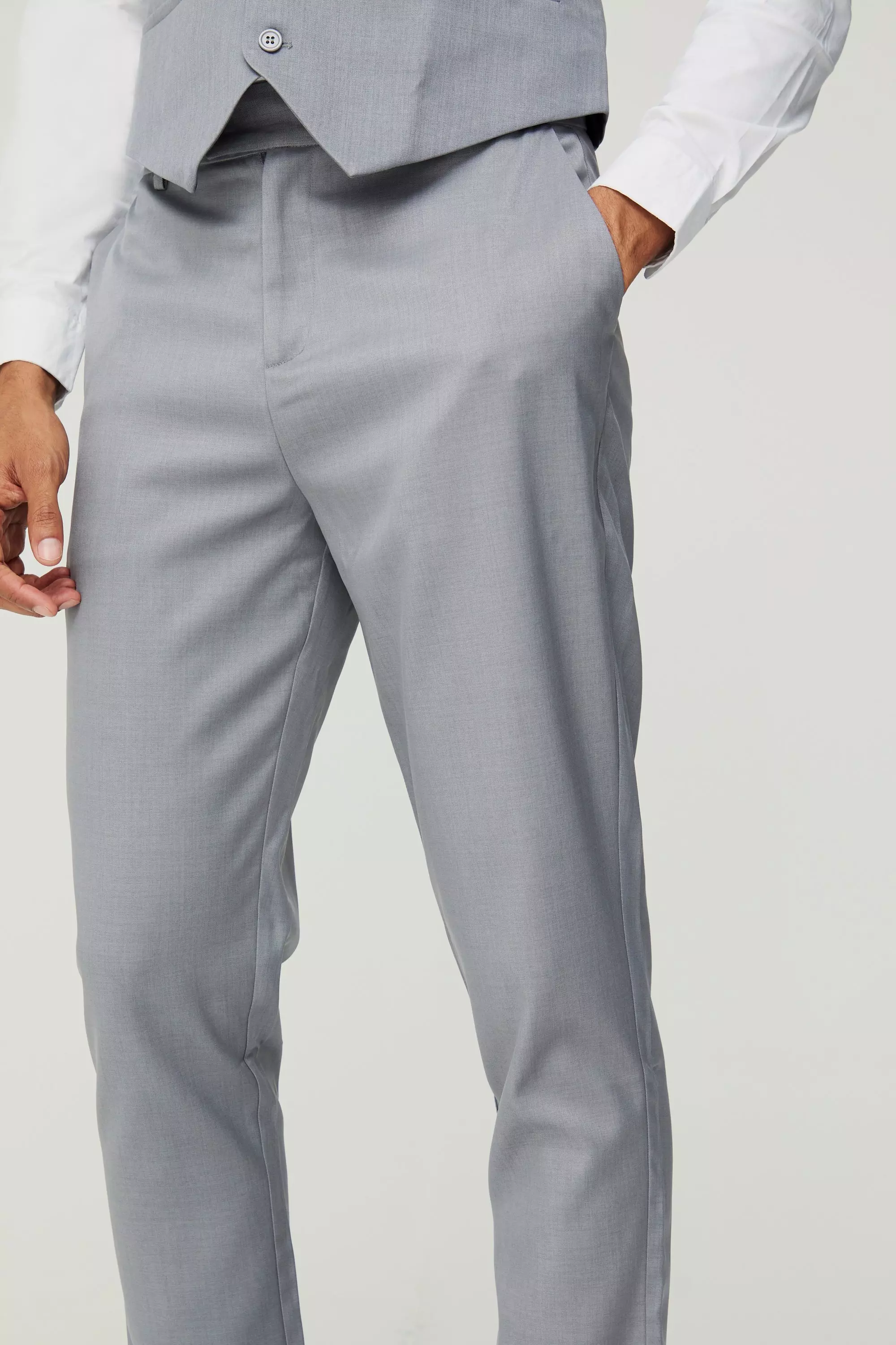 Grey Textured Tapered Fit Suit Trousers alternative image