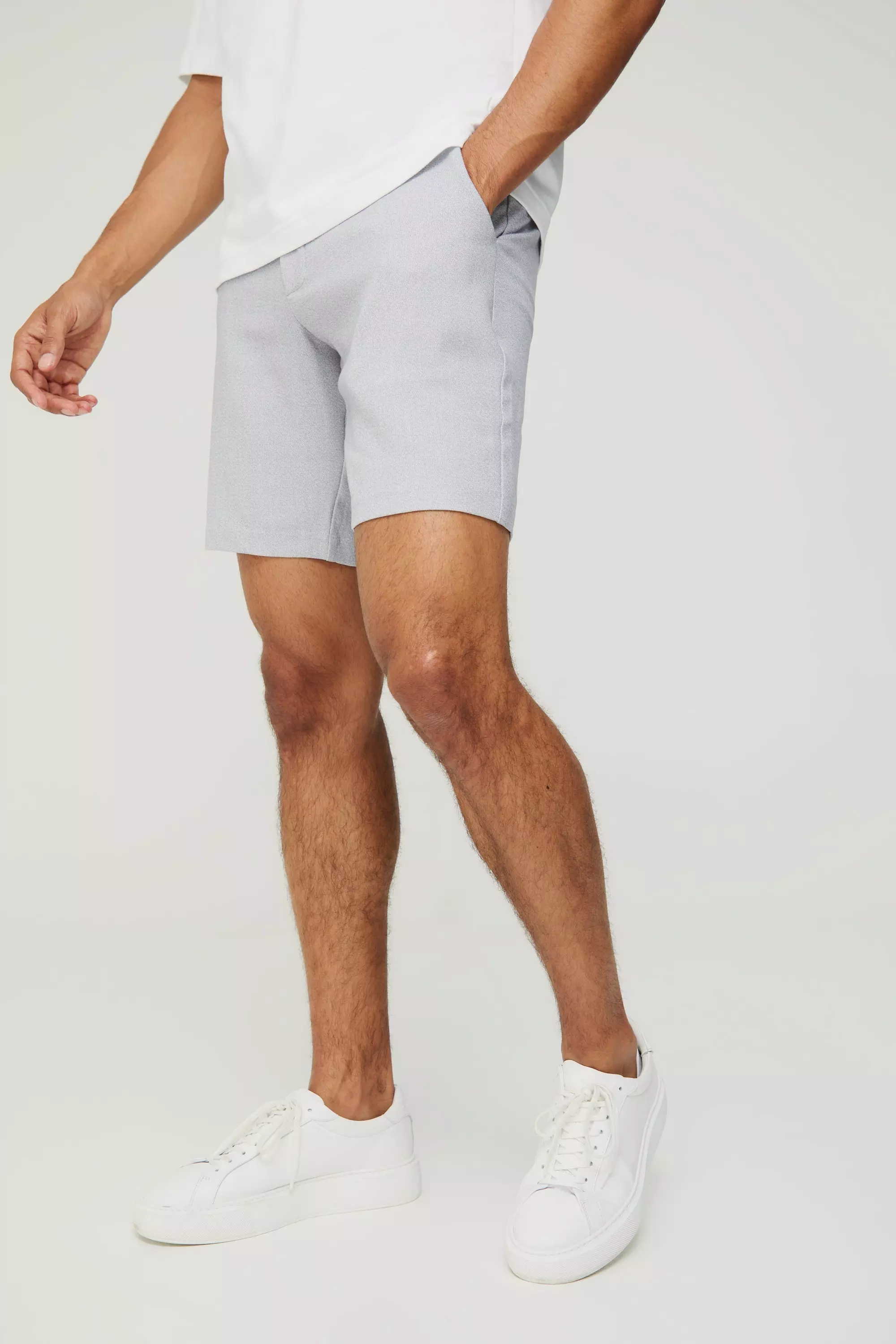 Tailored Marl Slim Fit Shorts Grey