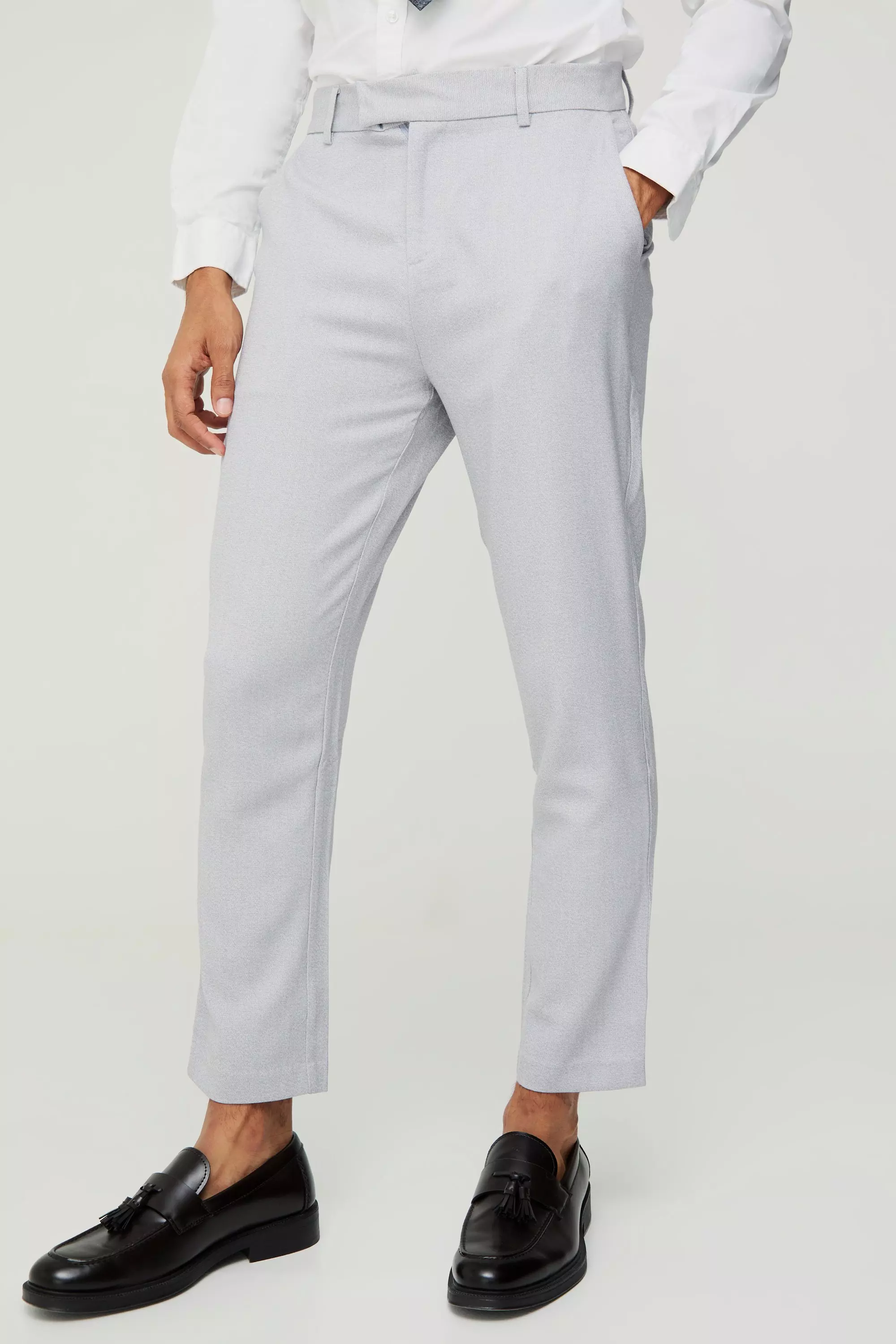 Tailored Marl Tapered Trousers Grey