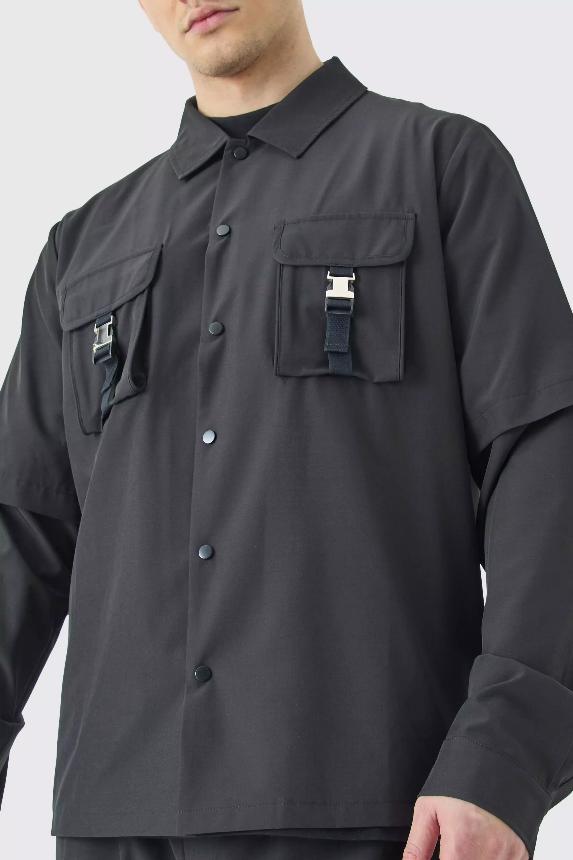 Black Tall Technical Stretch Harrington Utility Jacket alternative image