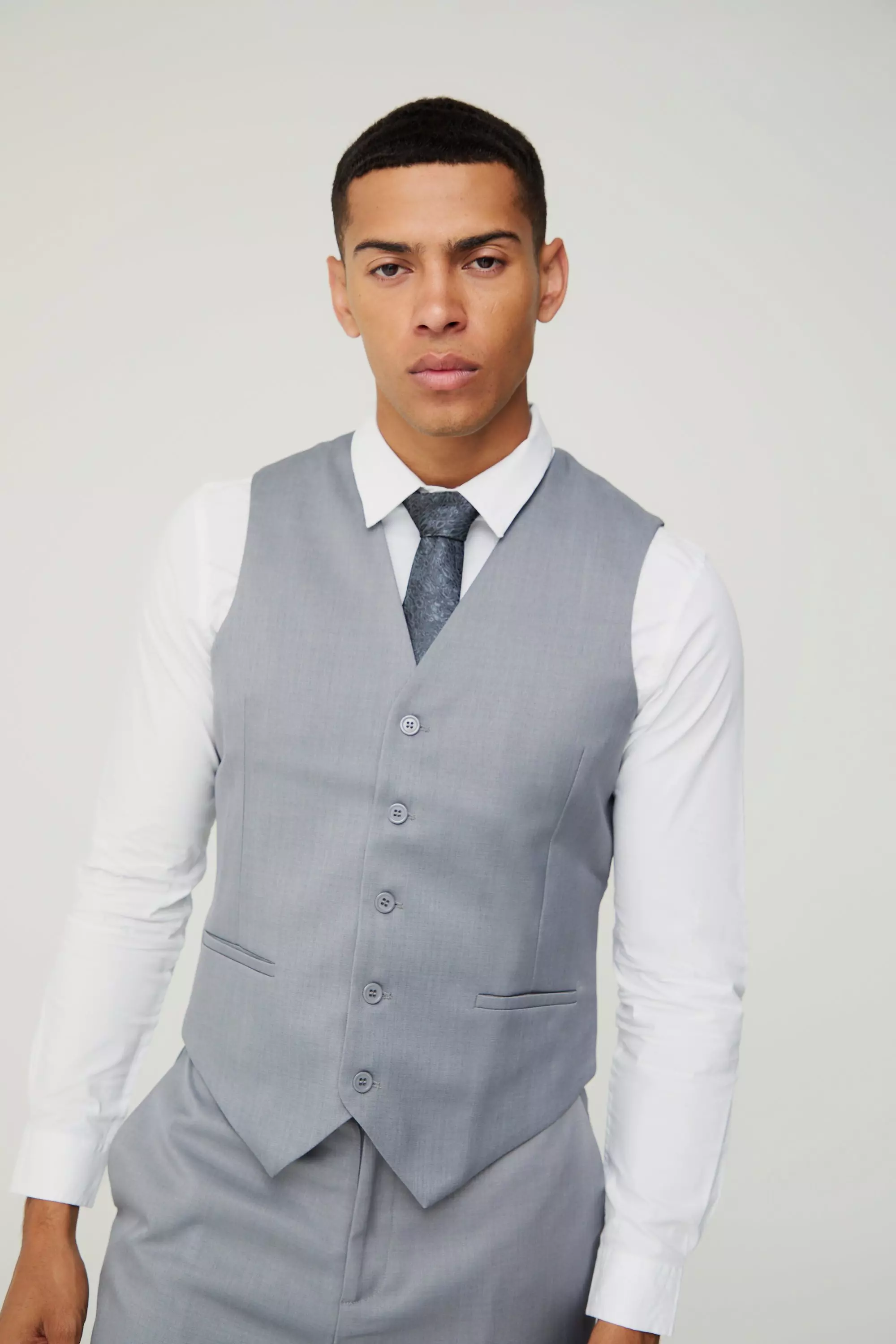 Gilet Con Trama In Rilievo, Grey immagine alternativa