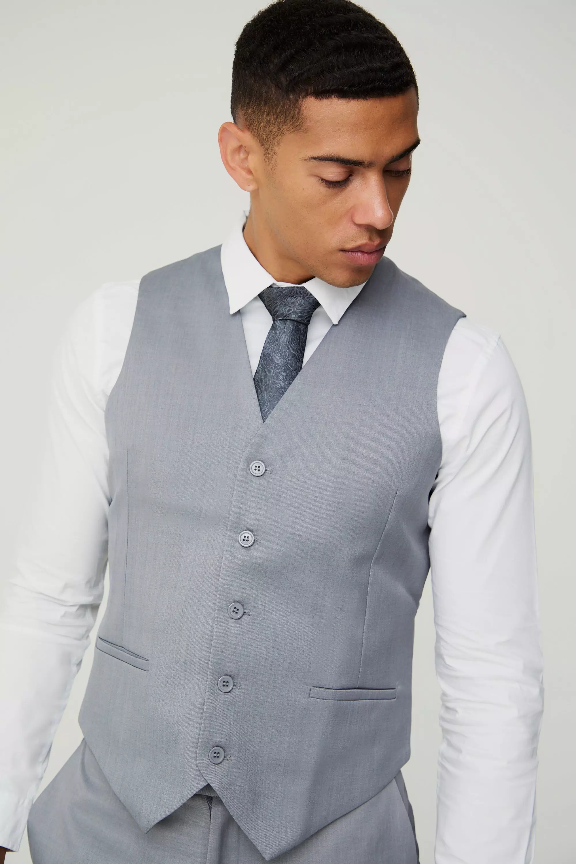 Gilet Con Trama In Rilievo, Grey immagine alternativa