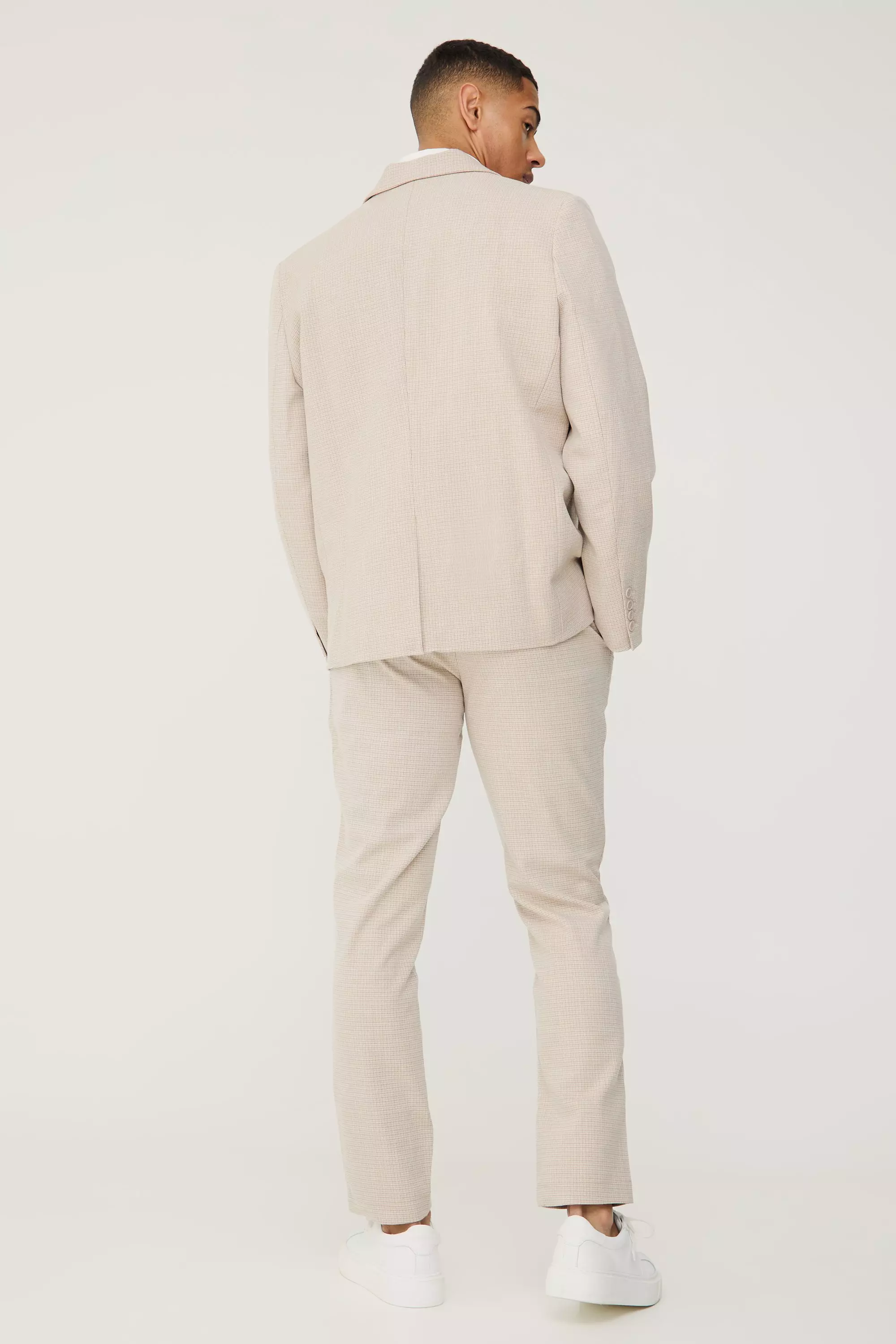 Stone Micro Houndstooth Slim Fit Suit Trousers alternative image