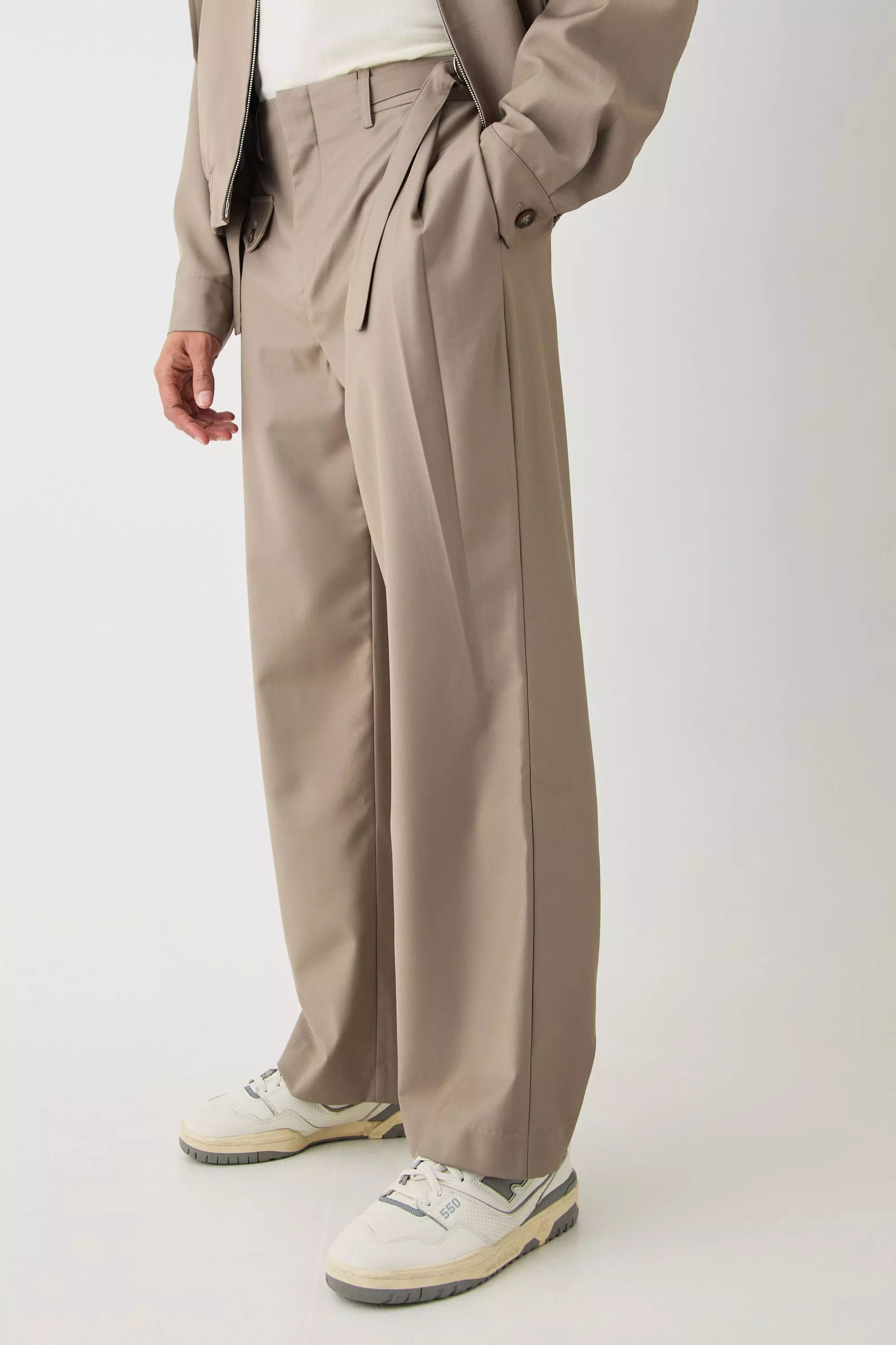 Taupe Beige Formal Wide Fit Trousers