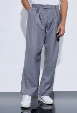 Extreme Pleat Wide Leg Tailored Trousers Charcoal