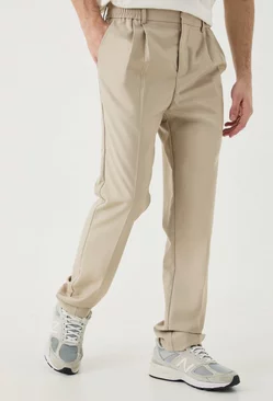 Comfort Waist Pleat Front Trousers Stone