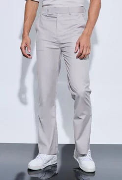 Oversized Pocket Flared Tailored Trousers Stone