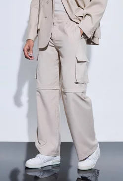 Tailored Zip Off Cargo Hybrid Trousers Stone