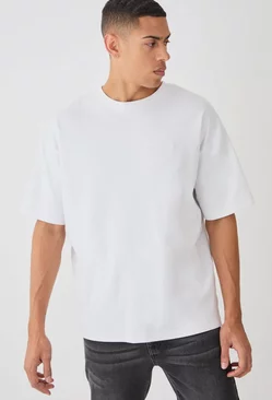 White Oversized Embroidered Homme T-shirt