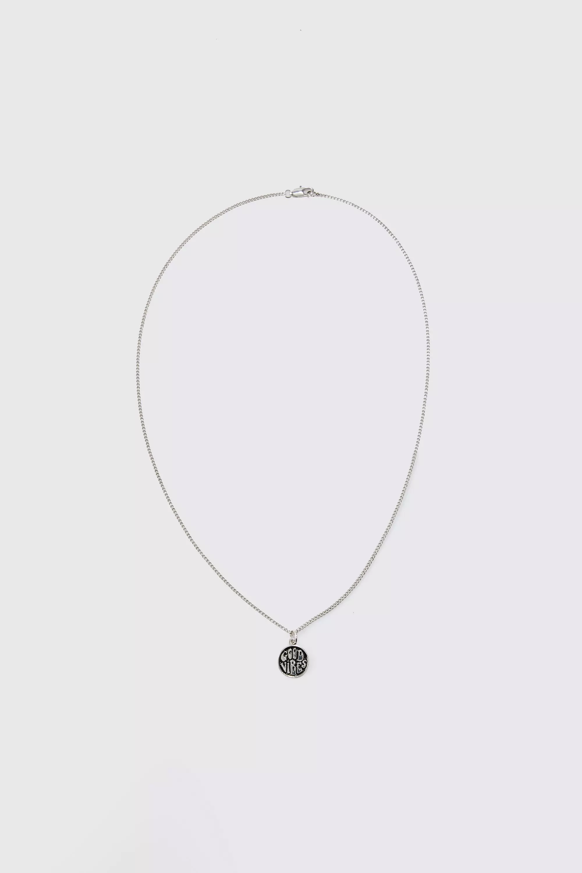 Longer Length Pendant Necklace Silver