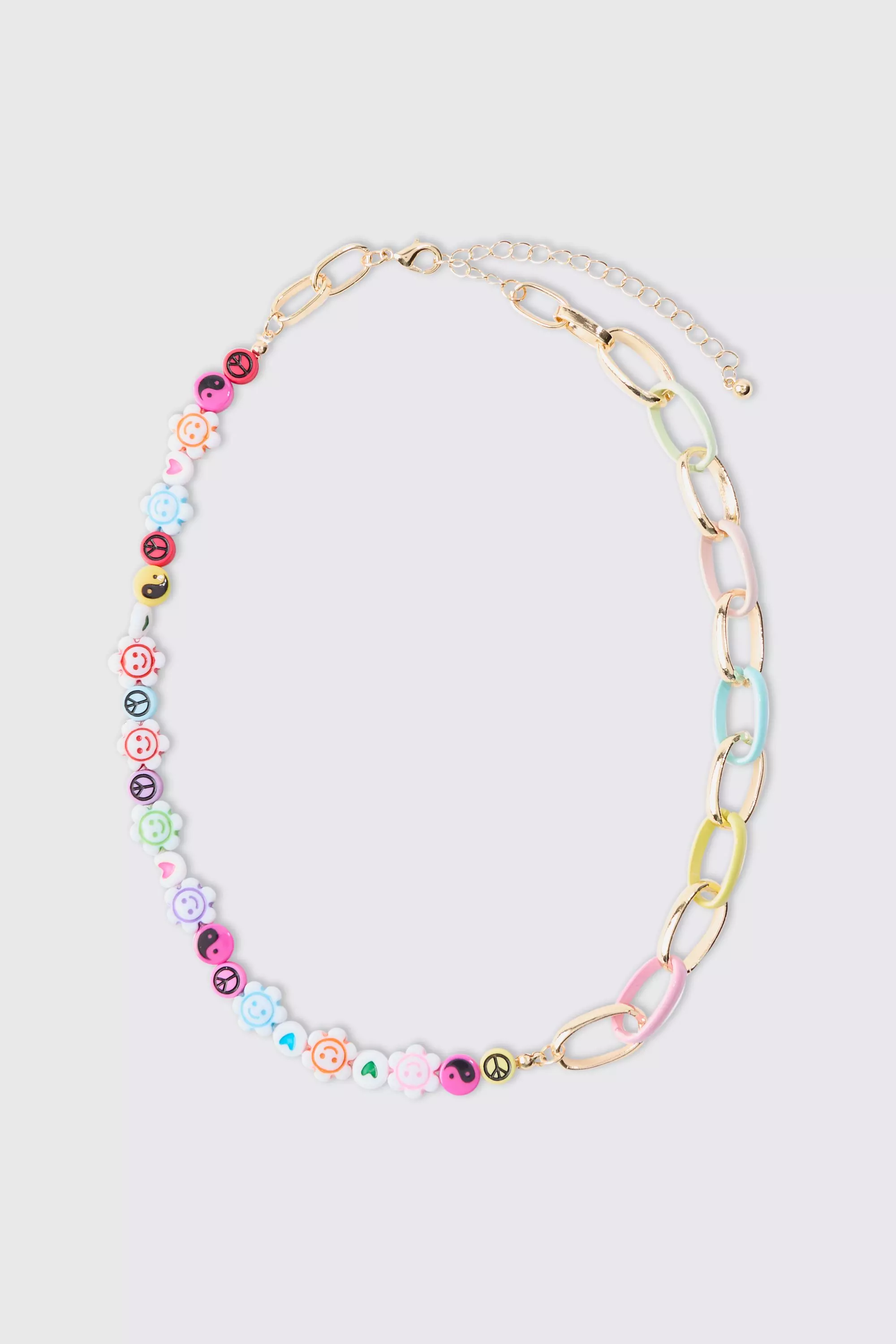 Multi Colour Bead And Chain Necklace Multi