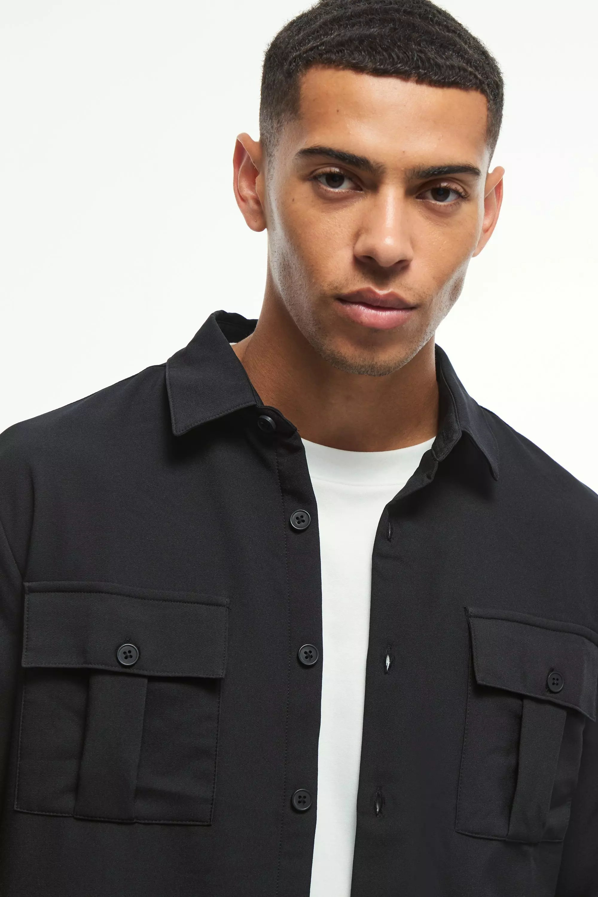 Black Long Sleeve Lightweight Oversized Overshirt alternative image