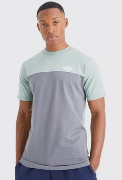 Man Diamond Slim Fit Colour Block T-shirt Charcoal