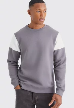 Slim Colour Block Sweatshirt Charcoal