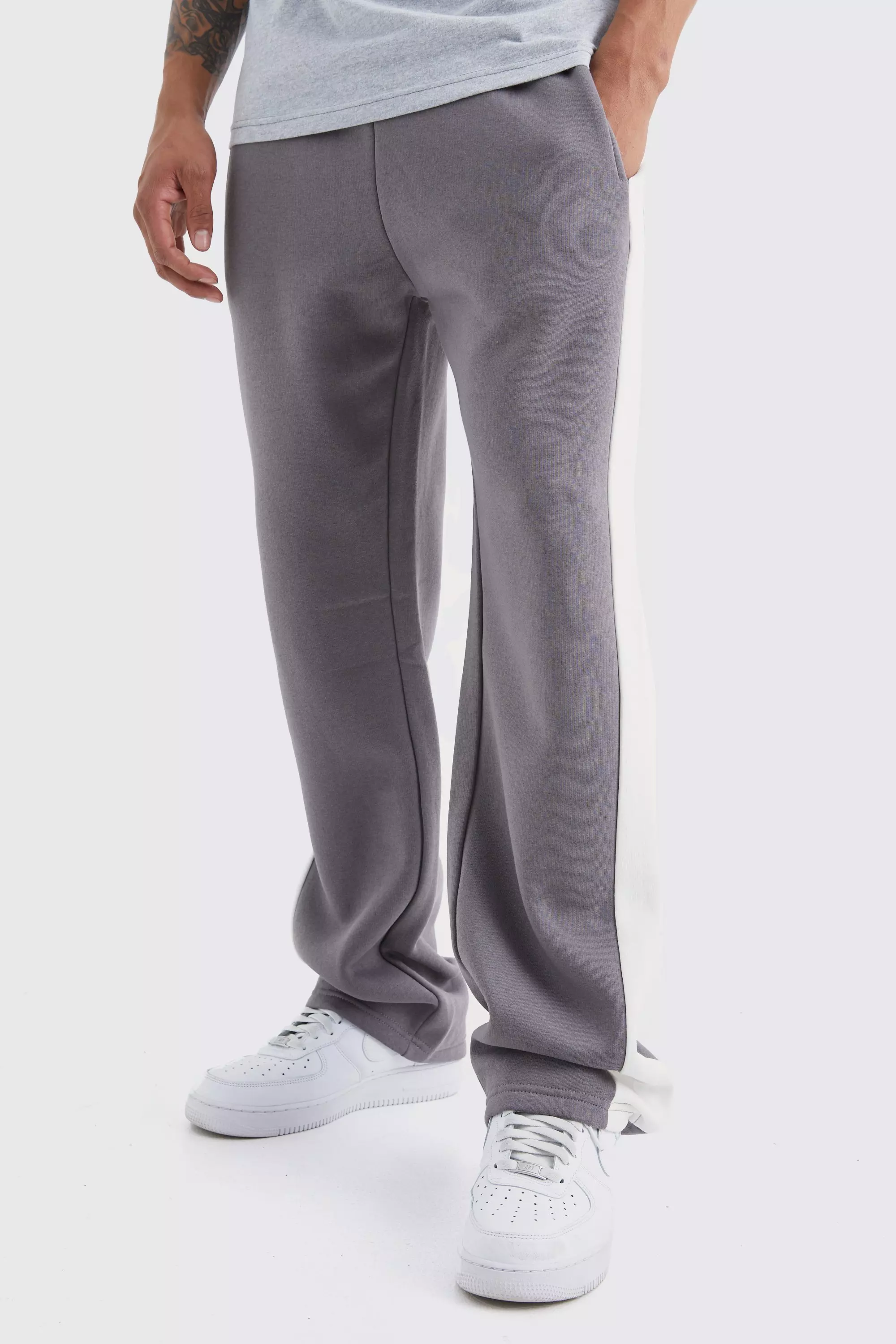 Relaxed Fit Colour Block Joggers Charcoal