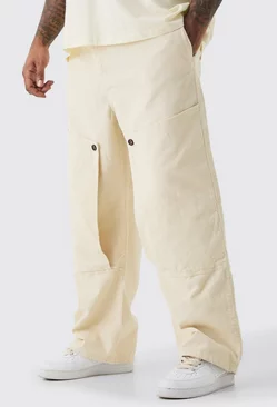 Plus Fixed Waist Cord Relaxed Carpenter Trouser Stone