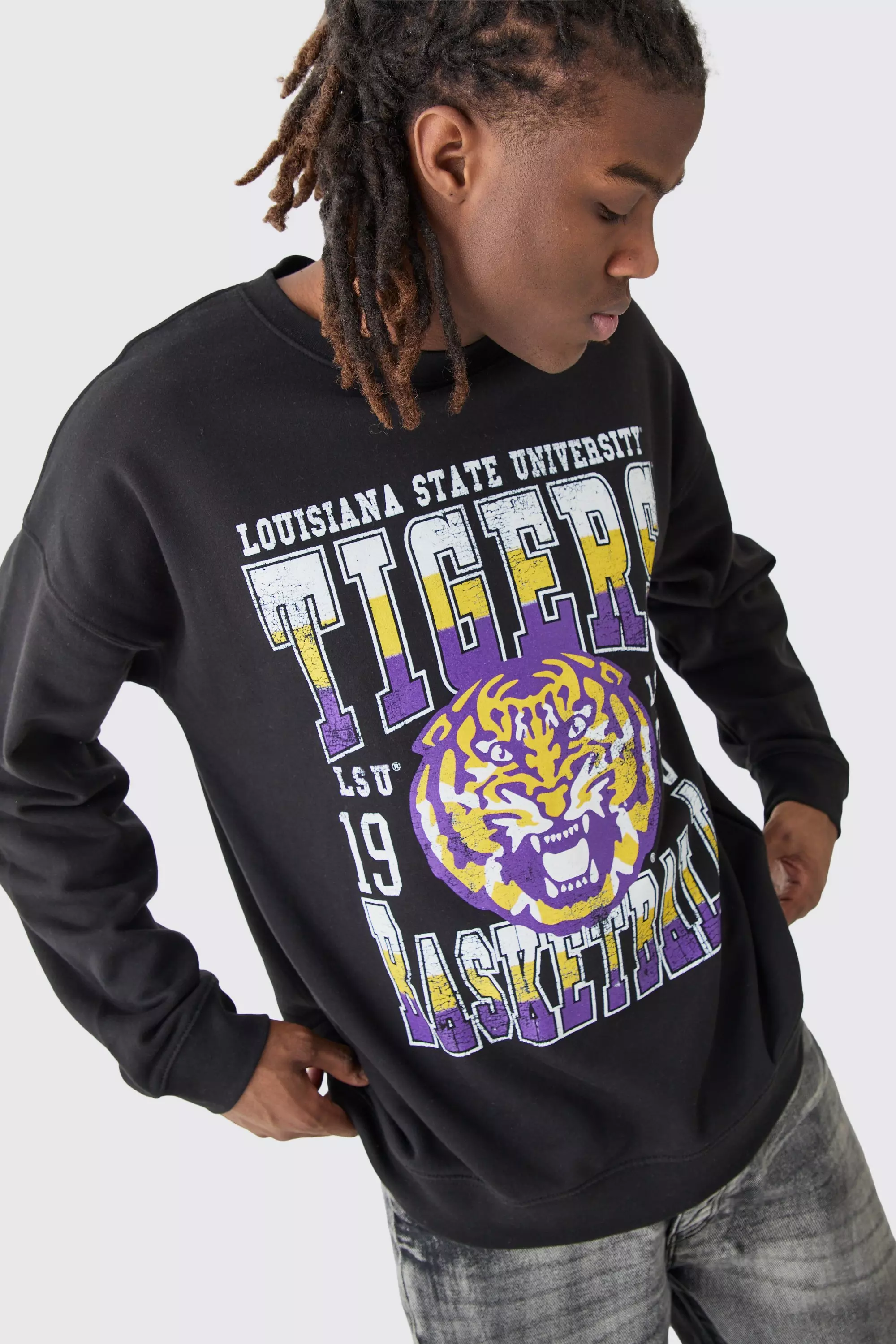 Oversized Louisiana Tigers License Sweatshirt Black