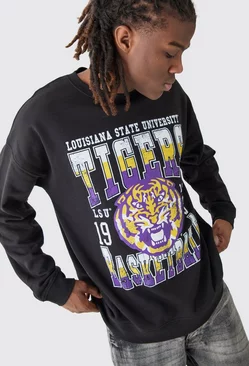 Oversized Tigers License Sweatshirt Black