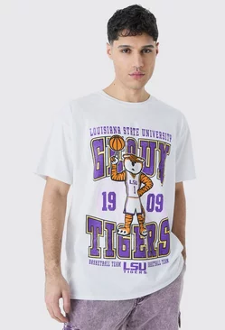 White Oversized Tigers License T-shirt