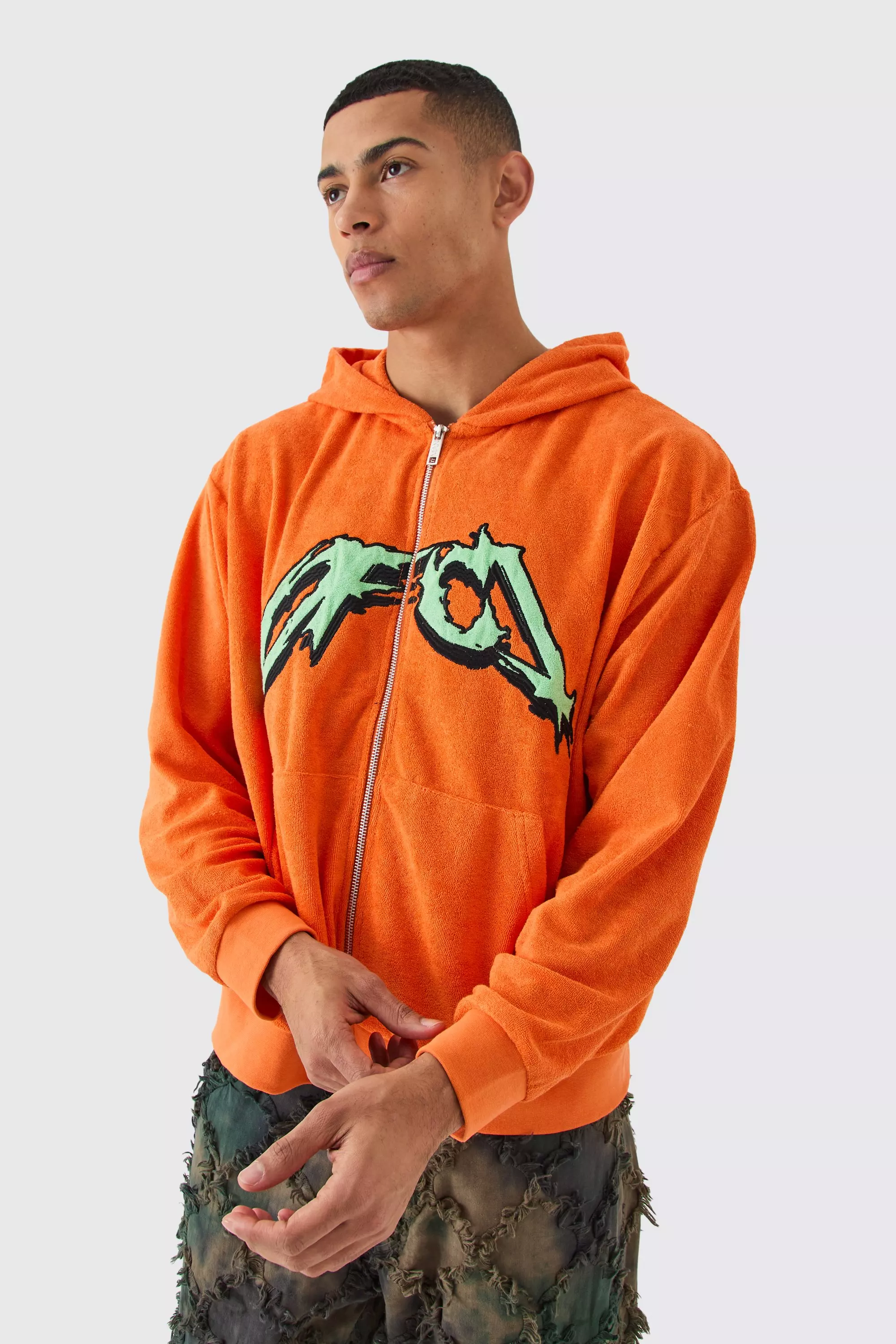 Oversized Boxy Ofcl Towelling Hoodie Orange