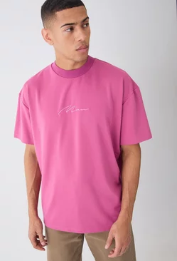 Oversized Premium Super Heavyweight Embroidered T-shirt Pink